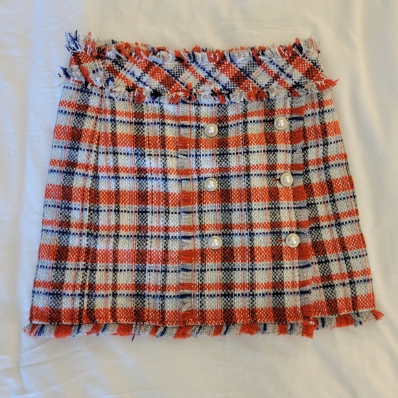 NWT - Sans Souci Frayed Tweed Red, White & Blue Mini Skirt Size M - Picture 3 of 6